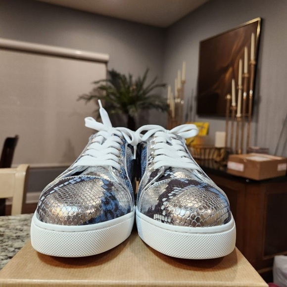 NEW Christian Louboutin Fun Vieira Orlato Flat Sneaker in Metallic Snake 41.5 - Picture 4 of 12